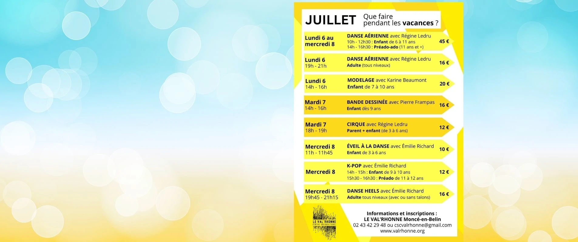 stages juillet