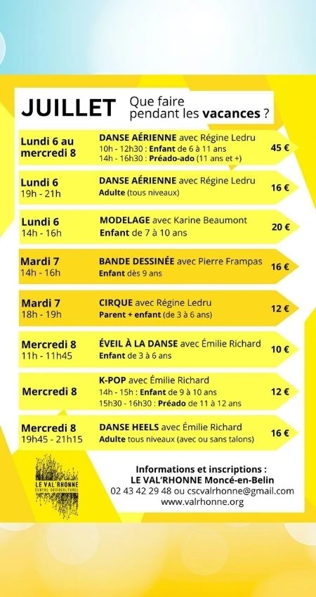 stages juillet